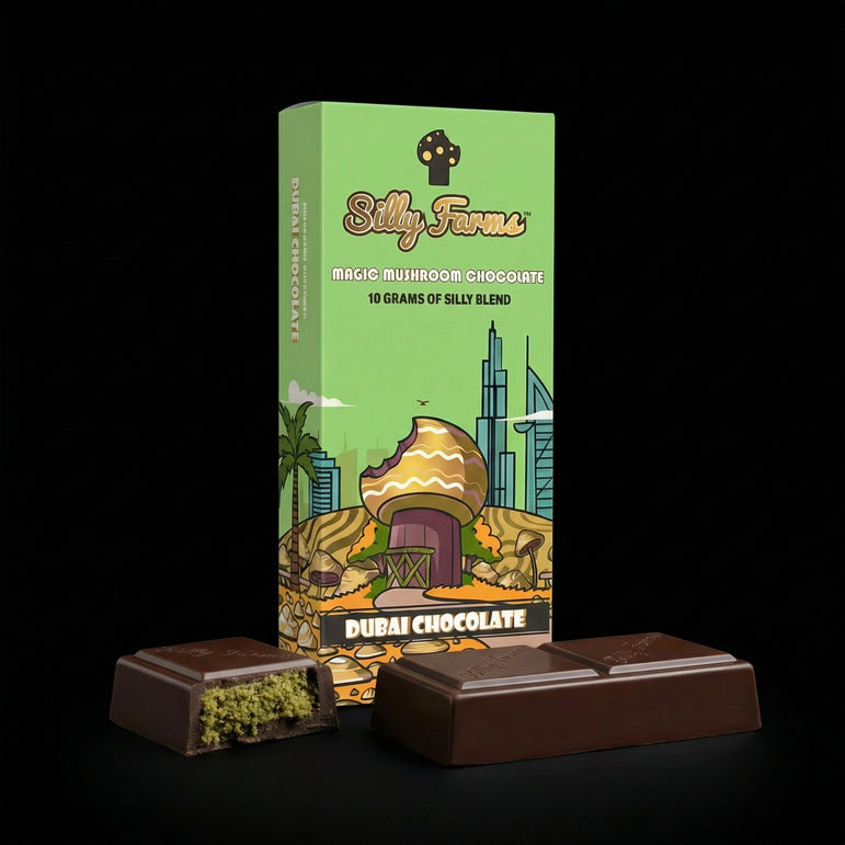 Dubai Chocolate Mushroom Bar | Silly Farms Dubai Chocolate Mushroom Bar | Silly Farms